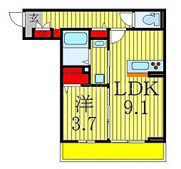 グランバニア 1LDKの間取図画像