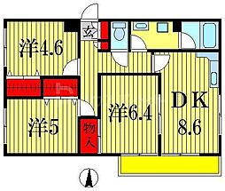 グレイスフルコート21 3DKの間取図画像