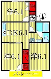 サンコレクト柏の葉A 3DKの間取図画像