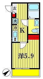 センターヴィレッジ三郷 1Kの間取図画像