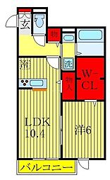 ジェンテーレ 1LDKの間取図画像