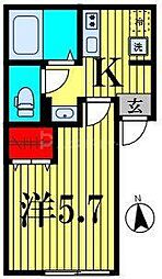 クレサージュ新松戸II 1Kの間取図画像