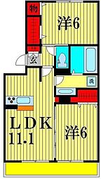 コスモ・アルカディア 2LDKの間取図画像