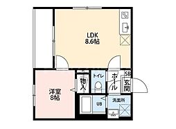 ソーレIII 1LDKの間取図画像