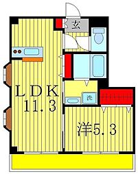 サンセットヒルズ壱番館 1LDKの間取図画像