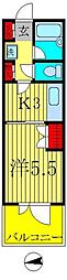 グランドルーシス 1Kの間取図画像