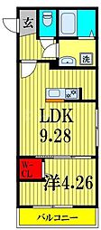 Ajour新松戸03 1LDKの間取図画像