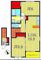 フレシール2 2LDKの間取図画像