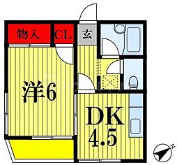 第2コーポヒグラシ 1DKの間取図画像