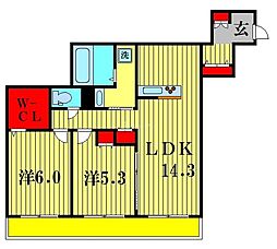 KashiwaPlace 2LDKの間取図画像