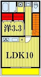 柏市西原一丁目アパート 1LDKの間取図画像