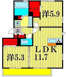 グラディート 2LDKの間取図画像