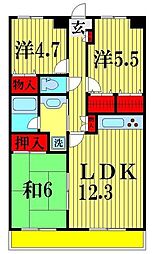 エクセラン三郷 3LDKの間取図画像