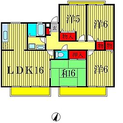 ライペリアB棟 4LDKの間取図画像