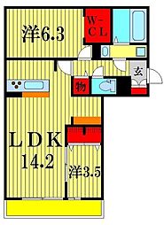 シャルム 2LDKの間取図画像