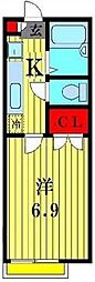カスカーダ. 1Kの間取図画像