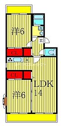 ツインパーク南流山A 2LDKの間取図画像