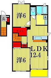 レイクサイド柏の葉壱番館 2LDKの間取図画像