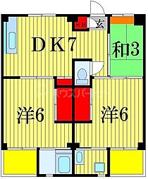 ビレッジハウス江戸川台3号棟 3DKの間取図画像