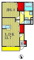 クレール1 1LDKの間取図画像
