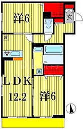 三郷市三郷1丁目アパート 2LDKの間取図画像