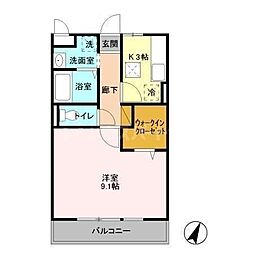 セレニティーホームズB 1Kの間取図画像