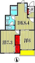セントラルパークヒルズ 2DKの間取図画像