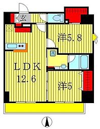 フェリスコート 2LDKの間取図画像