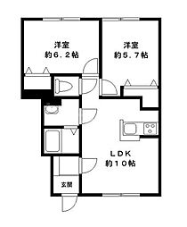エスポワール 2LDKの間取図画像