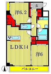 アヴェニール柏の葉 2LDKの間取図画像