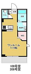 イストワール高宮 ワンルームの間取図画像