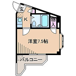 サンライズ大倉山 1Kの間取図画像