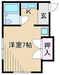 佐々木ハイツ ワンルームの間取図画像