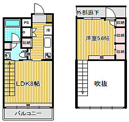 ドゥーエ新丸子 1LDKの間取図画像