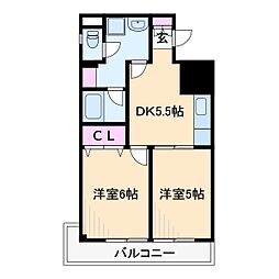 ロイヤルドレイク 2DKの間取図画像