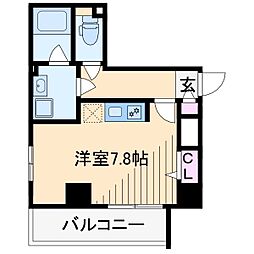 MAXIV武蔵新城TRE ワンルームの間取図画像