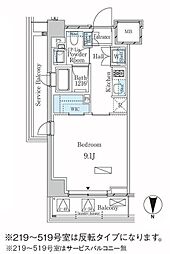 ラティエラ武蔵小杉 1Kの間取図画像