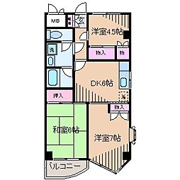 第10菊地ビルアビタシオン大倉山 3DKの間取図画像