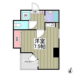 シャトール田口東白楽 ワンルームの間取図画像
