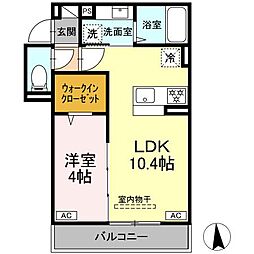 D'Bless横濱岸根公園I 1LDKの間取図画像