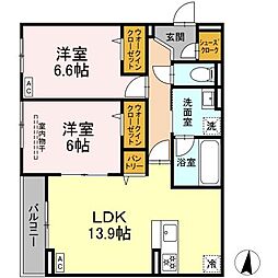 DPaina子母口 2LDKの間取図画像