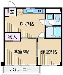 ウィステリア大倉山 2DKの間取図画像