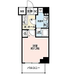 プレール・ドゥーク横濱子安 1Kの間取図画像