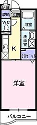グリシーヌ-K 1Kの間取図画像