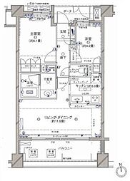 クレッセント武蔵小杉グランデイズ弐番館 2LDKの間取図画像