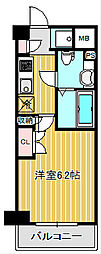 パークキューブ武蔵小杉 1Kの間取図画像
