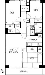 岸根公園ハイツ 3LDKの間取図画像
