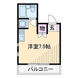 ビケンアーバンス ワンルームの間取図画像