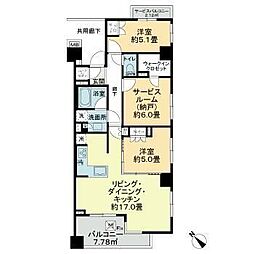 アールブラン大倉山 2SLDKの間取図画像
