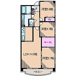 ジュヌ・フィーユ 3LDKの間取図画像